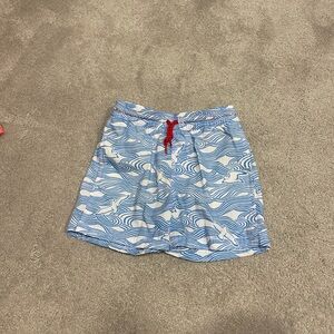 Blue Wave Pattern Swim Shorts